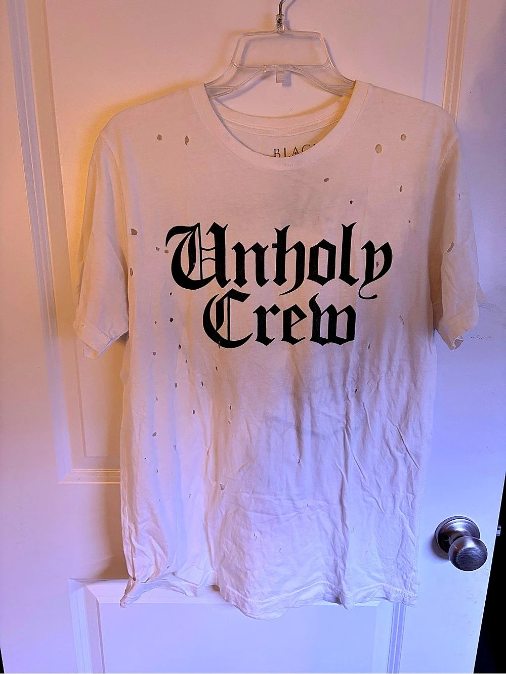 Black Craft II Distressed Graphic Tee in White & Black